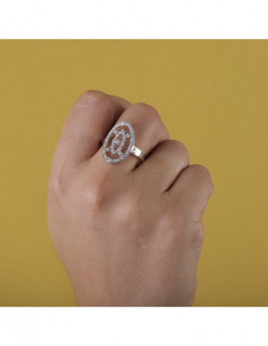 18K SORTIJA ORO BLANCO LANZADERA CON...