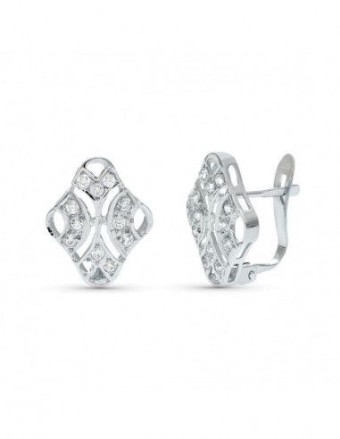 18K PENDIENTES ORO BLANCO JUEGO NOVIA...