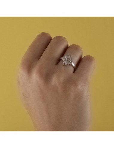 18K SORTIJA ORO BLANCO JUEGO NOVIA...