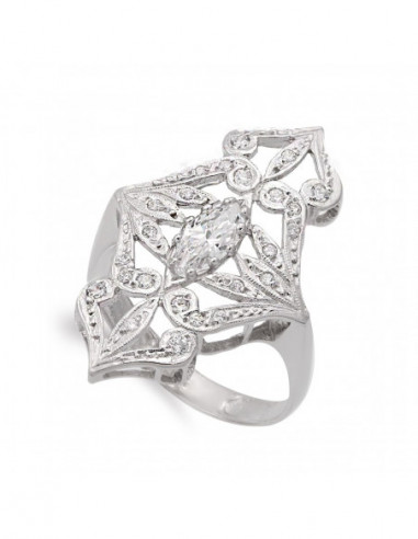 18K SORTIJA ORO BLANCO LANZADERA CON...