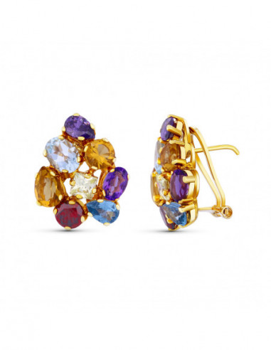 18K PENDIENTES PIEDRA COLOR 20X16 MM