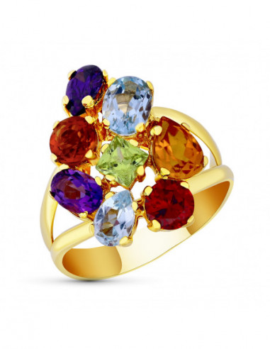 18K SORTIJA PIEDRAS COLOR