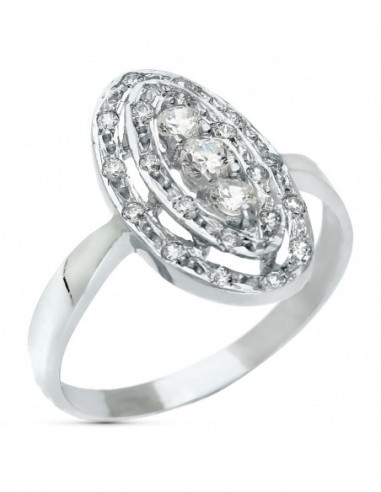 18K SORTIJA ORO BLANCO Y CIRCONITAS