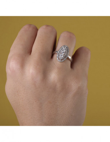 18K SORTIJA ORO BLANCO Y CIRCONITAS