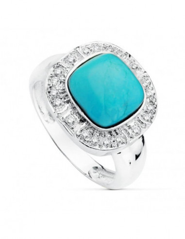18K SORTIJA ORO BLANCO TURQUESA 10 MM...