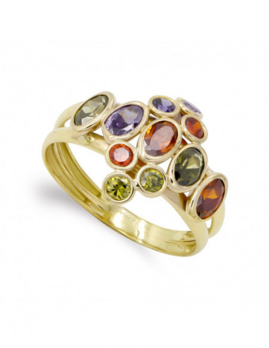 18K SORTIJA ORO AMARILLO PIEDRAS COLORES