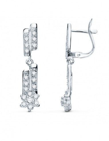 18K PENDIENTES ORO BLANCO LARGOS...