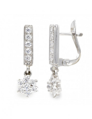 18K PENDIENTES ORO BLANCO LARGOS...