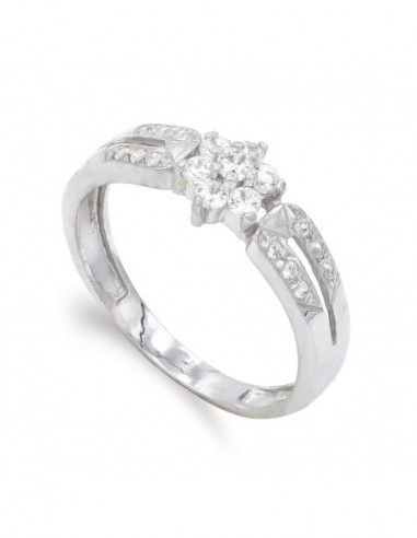 18K SORTIJA ORO BLANCO Y CIRCONITAS