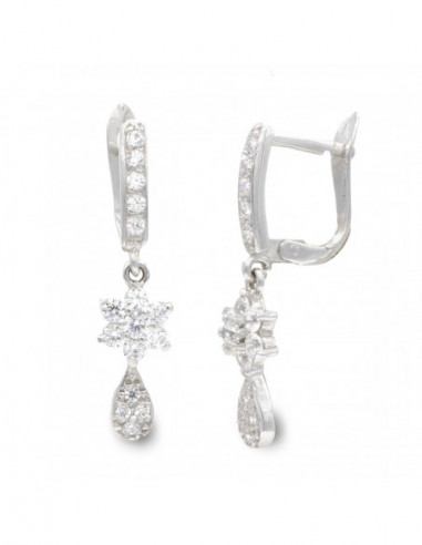 18K PENDIENTES ORO BLANCO LARGOS Y...