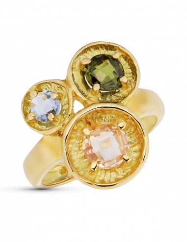 18K SORTIJA ORO AMARILLO PIEDRA COLOR