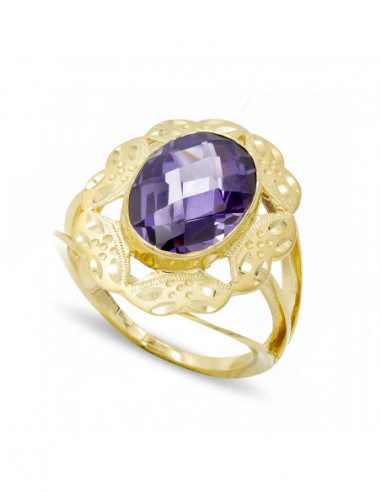 18K SORTIJA PIEDRA OVAL AMATISTA...