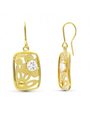 18K PENDIENTES ORO AMARILLO FLOR...