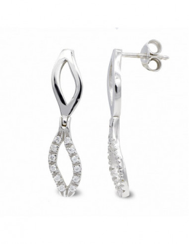 18K PENDIENTES ORO BLANCO LARGOS Y...