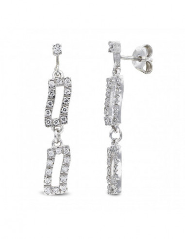 18K PENDIENTES ORO BLANCO LARGOS Y...