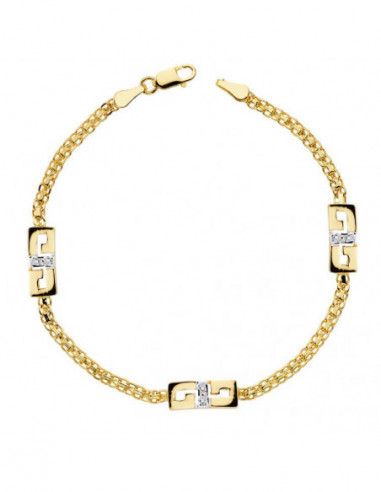 18K PULSERA BICOLOR CIRCONITAS 17 CM
