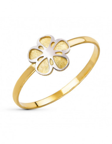 18K SORTIJA BICOLOR FLOR CIRCONITA