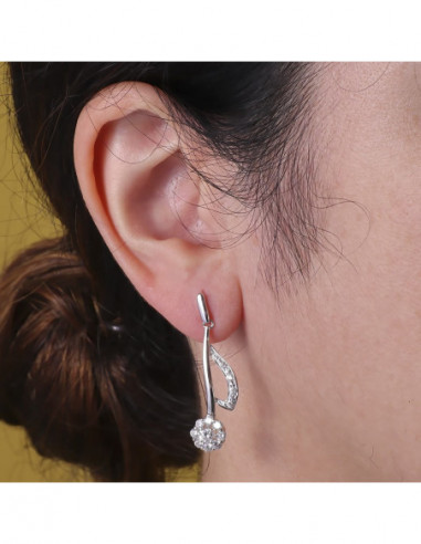 18K PENDIENTES ORO BLANCO JUEGO NOVIA...