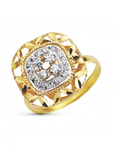 18K SORTIJA BICOLOR CON CIRCONITAS