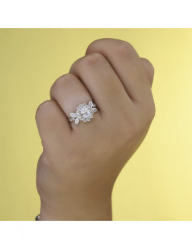 18K SORTIJA ORO BLANCO JUEGO NOVIA...