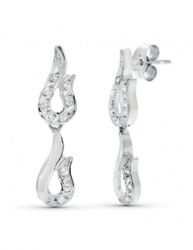 18K PENDIENTES ORO BLANCO JUEGO NOVIA...