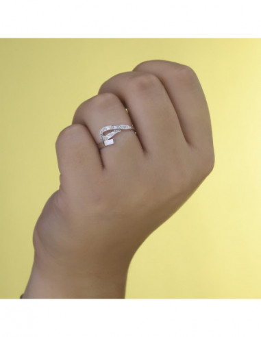 18K SORTIJA ORO BLANCO JUEGO NOVIA...