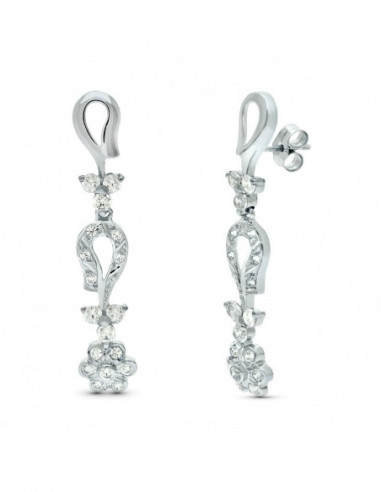 18K PENDIENTES ORO BLANCO JUEGO NOVIA...