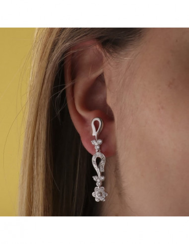 18K PENDIENTES ORO BLANCO JUEGO NOVIA...