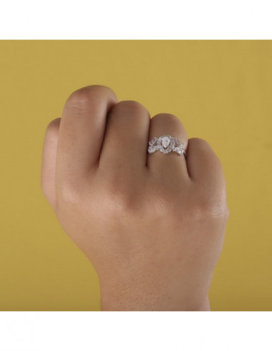 18K SORTIJA ORO BLANCO JUEGO NOVIA...