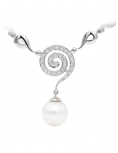 18K GARGANTILLA ORO BLANCO Y PERLA 10 MM