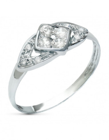 18K SORTIJA ORO BLANCO ROMBO CON...