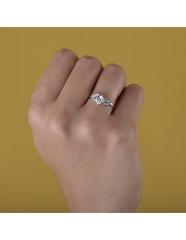 18K SORTIJA ORO BLANCO ROMBO CON...