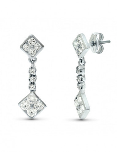 18K PENDIENTES ORO BLANCO DOBLE...