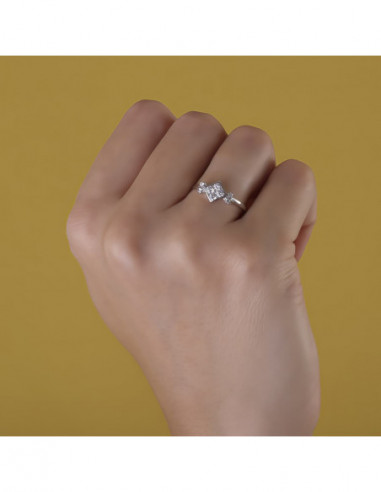 18K SORTIJA ORO BLANCO JUEGO NOVIA...