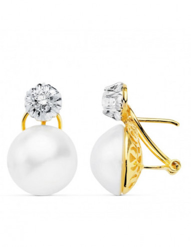 18K PENDIENTES ORO AMARILLO PERLA...