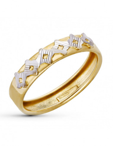 18K SORTIJA BICOLOR TALLADA 4 MM