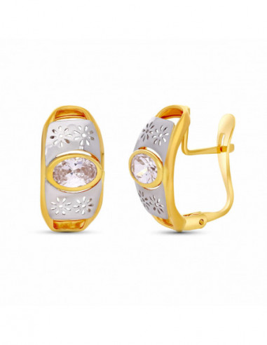 18K PENDIENTES BICOLOR PIEDRA