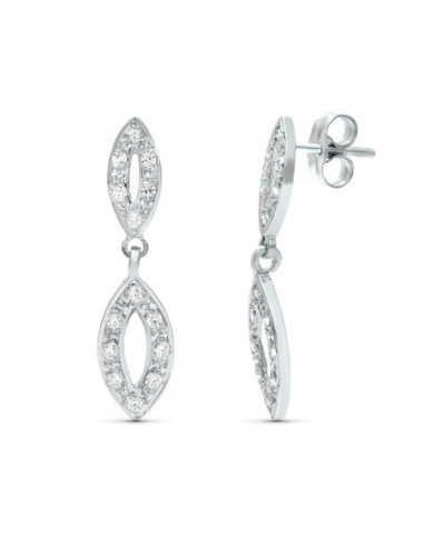 18K PENDIENTES DOS CUERPOS ORO BLANCO...