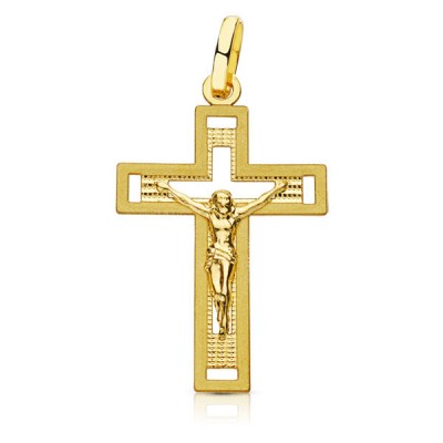 18K CRUZ CON CRISTO TALLADA...
