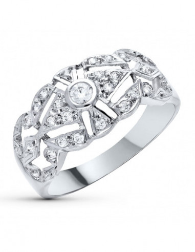 18K SORTIJA CIRCONITAS ORO BLANCO