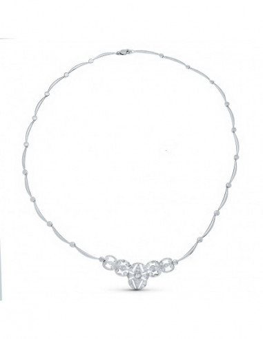 18K GARGANTILLA CIRCONITAS ORO BLANCO