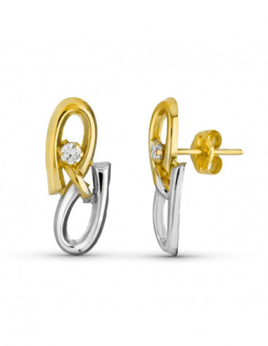 18K PENDIENTES BICOLOR CIRCONITAS...