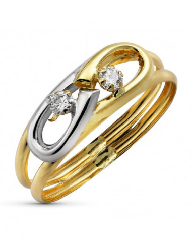 18K SORTIJA BICOLOR CIRCONITA 6 MM