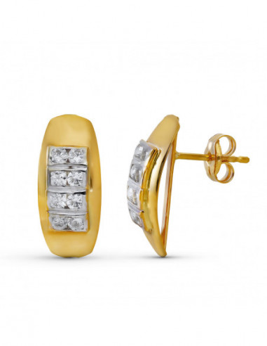 18K PENDIENTES CIRCONITAS RODIO. PRESION