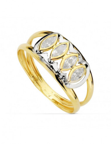 18K SORTIJA BICOLOR CIRCONITAS MARQUIS