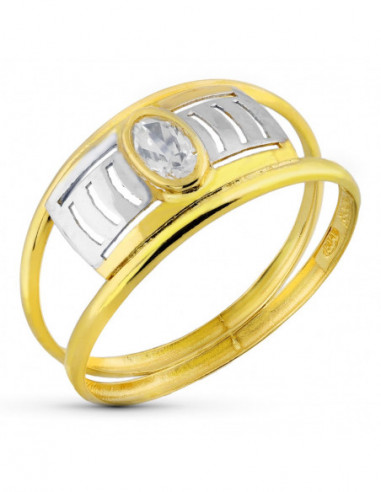 18K SORTIJA ORO BICOLOR CALADA...