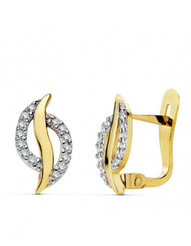18K PENDIENTES BICOLOR CIRCONITAS...