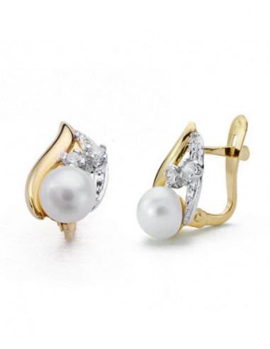 18K PENDIENTES COMUNION. PERLA...