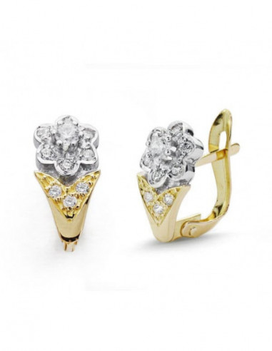 18K PENDIENTES COMUNION BICOLOR...