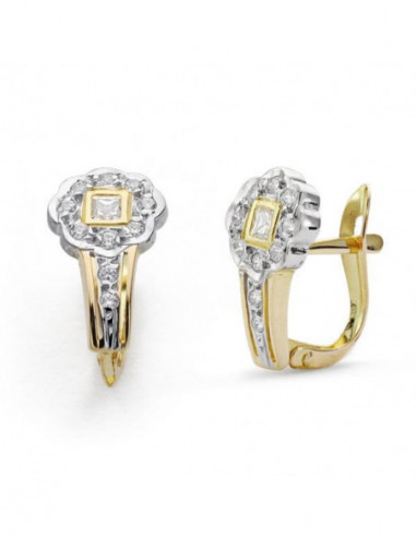 18K PENDIENTES COMUNION BICOLOR...